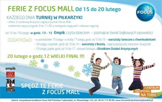 Zimowe ferie z Focus Mall Piotrków Trybunalski