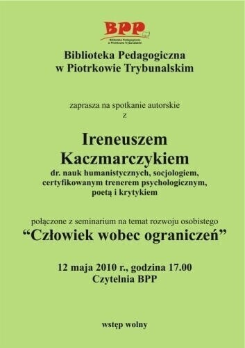 Spotkanie autorskie z Ireneuszem Kaczmarczykiem