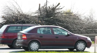 Sterty gałęzi przy drodze - czyja to robota?