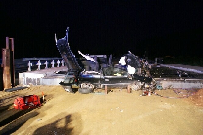 Nie zauważył remontu drogi wylądował w szpitalu