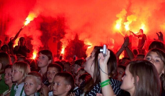 Kibice GKS Bełchatów świętowali