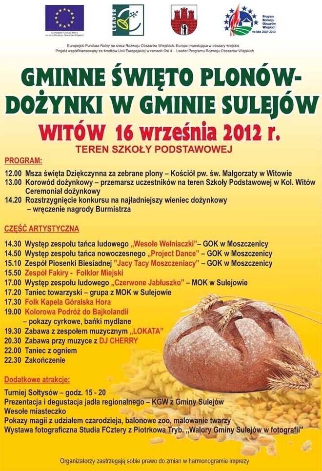 W niedzielę dożynki w gminie Sulejów