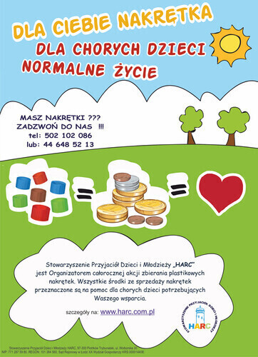 Zbieraj nakrętki ratuj życie dzieci