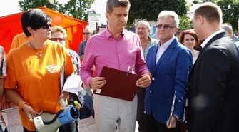 Janusz Palikot na piotrkowskiej "Krzywdzie"