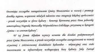 Gmina Moszczenica nagrodzona przez marszałka
