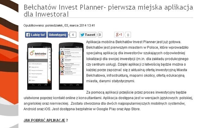 Pierwsza miejska aplikacja dla inwestorów