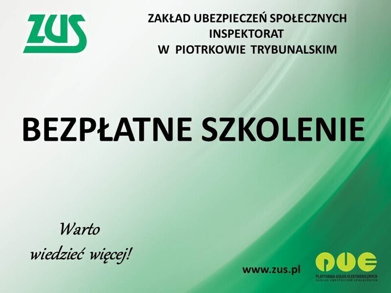 ZUS zaprasza na bezpłatne szkolenie