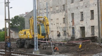 Pożar na budowie torowiska w Piotrkowie