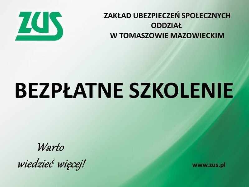 ZUS zaprasza na bezpłatne szkolenie