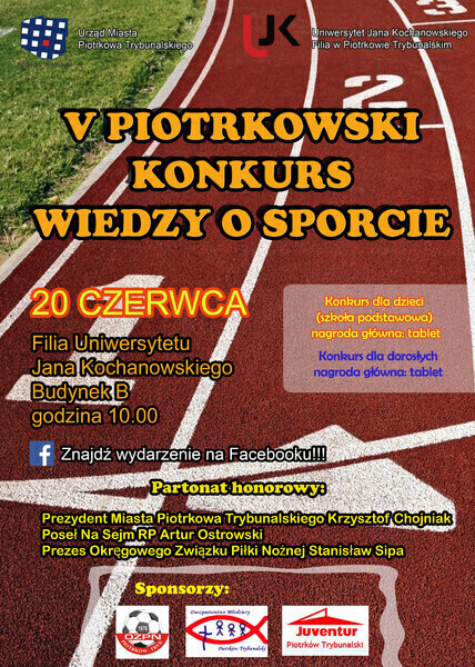 Już w sobotę V Piotrkowski Konkurs Wiedzy o Sporcie