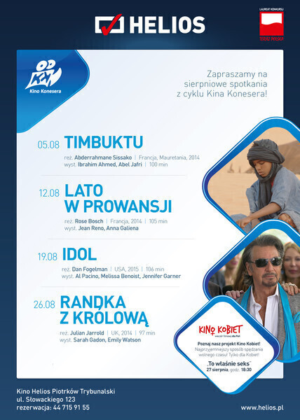Helios zaprasza na sierpniowe seanse Kina Konesera