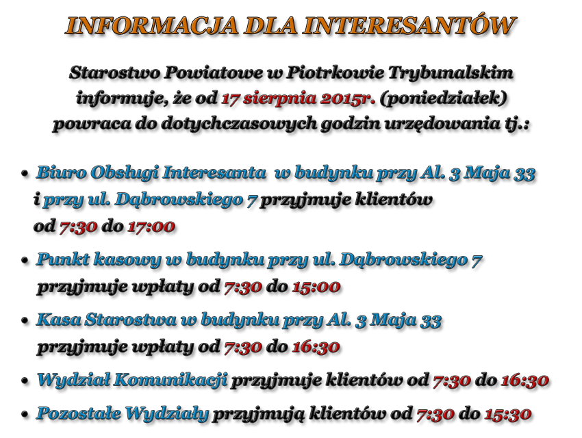 O szóstej nie załatwisz już sprawy w starostwie