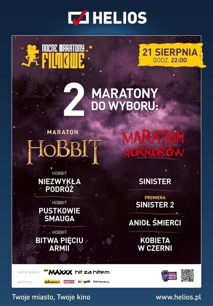 Horrory czy Hobbit Dwa Nocne Maratony Filmowe do wyboru