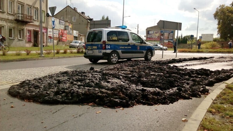 Zdjęcie 2: Śmierdzące odpady wylały się na jezdnię 