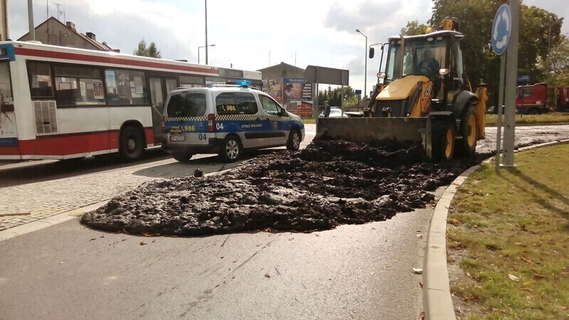Zdjęcie 3: Śmierdzące odpady wylały się na jezdnię 
