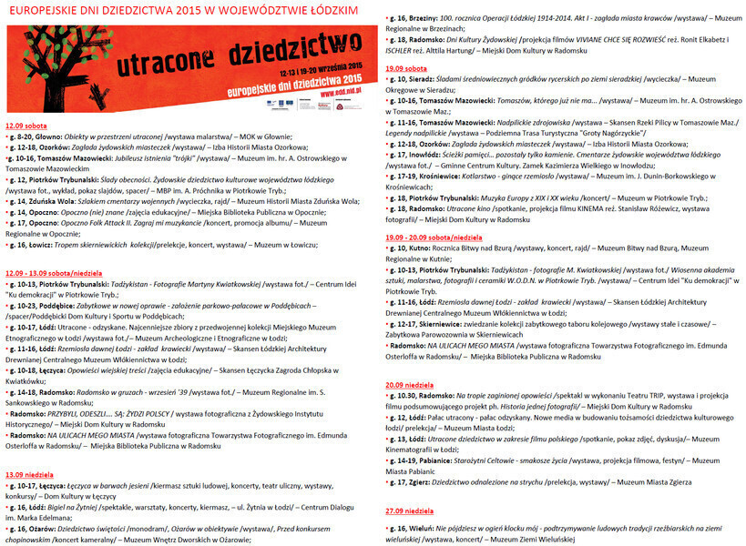 Zdjęcie 1: Europejskie Dni Dziedzictwa w województwie łódzkim