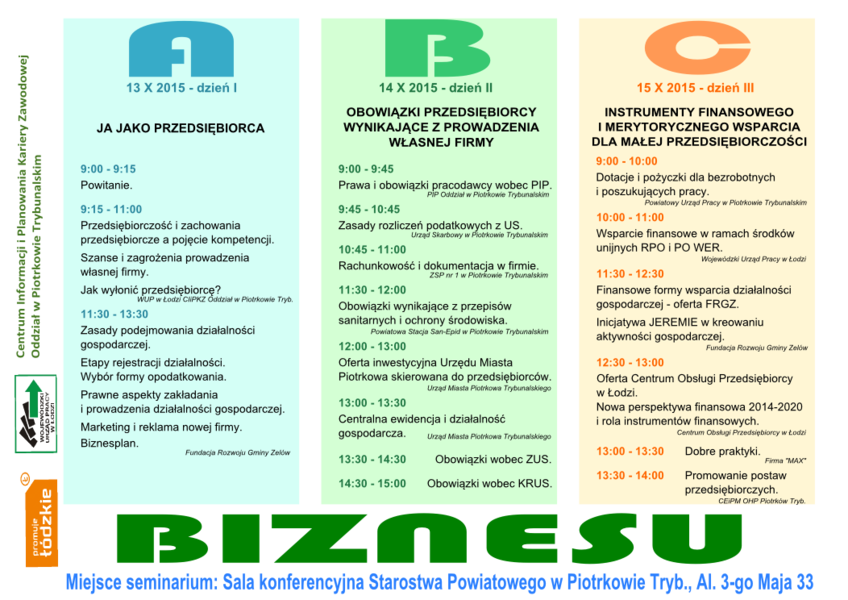 Chcesz założyć firmę Przyjdź na seminarium