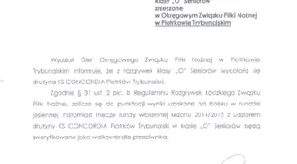 Concordia wycofała się z rozgrywek!