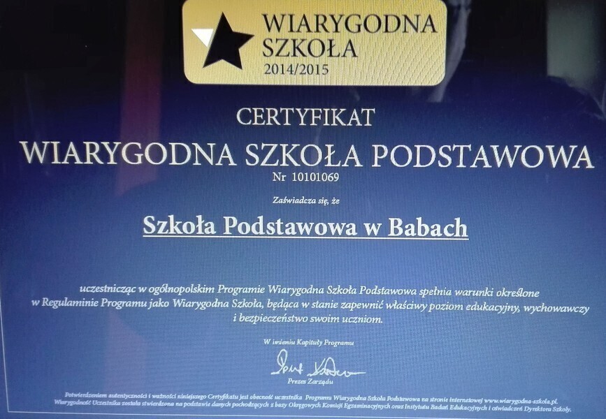 Szkoła Podstawowa w Babach wyróżniona