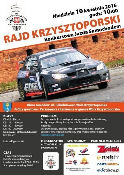 Automobilklub Piotrkowski zaprasza. Weź udział w Rajdzie Krzysztoporskim