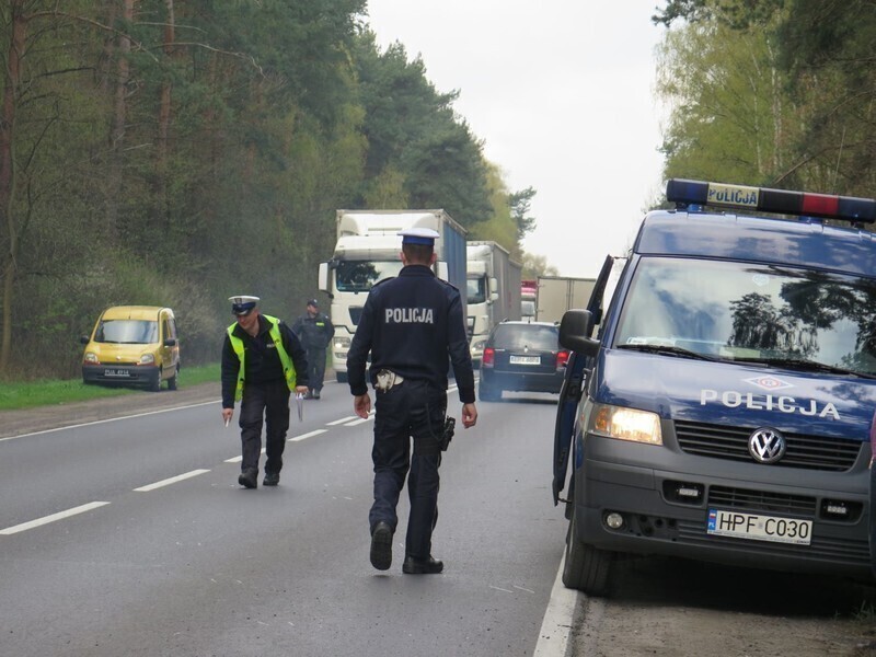 Zdjęcie 4: Wypadek przed Poniatowem. Fiesta wylądowała w lesie