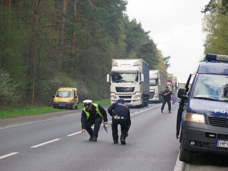 Zdjęcie 9: Wypadek przed Poniatowem. Fiesta wylądowała w lesie