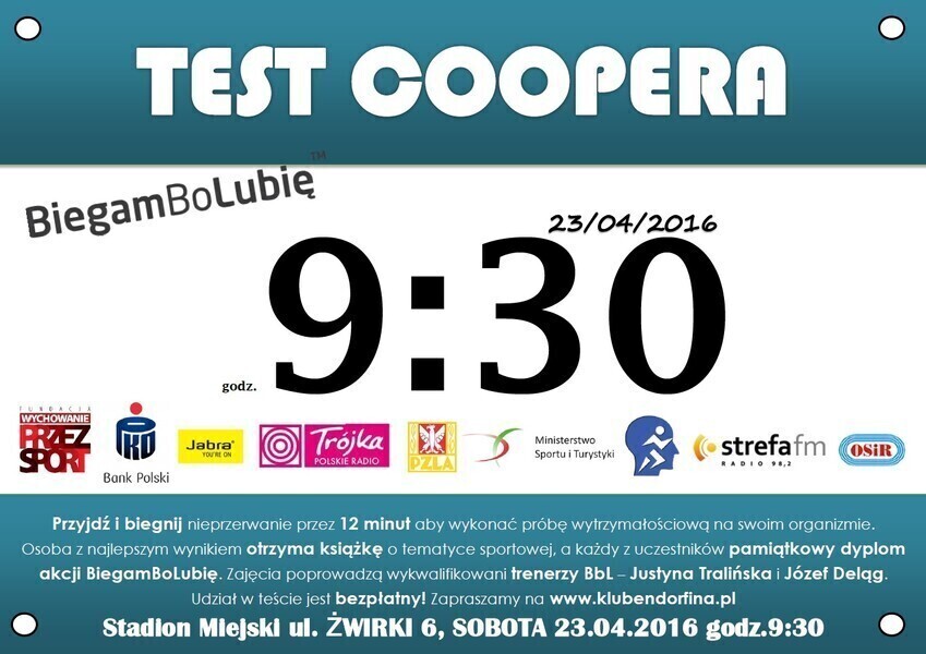 Biegasz Weź udział w Teście Coopera