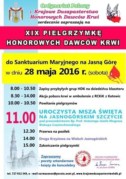 Krwiodawcy wyruszą na Jasną Górę