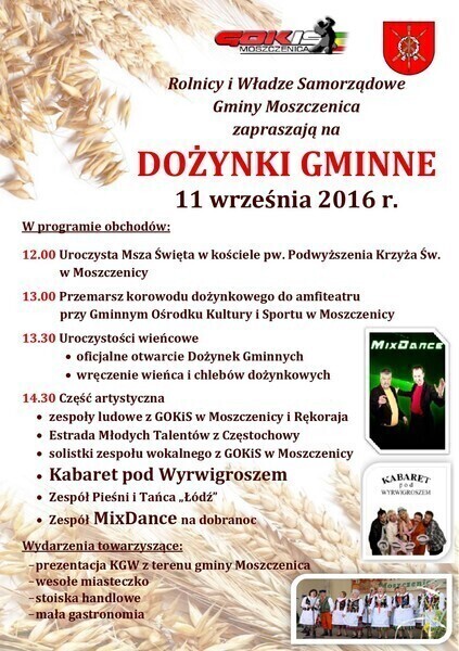 W niedzielę dożynki w Moszczenicy