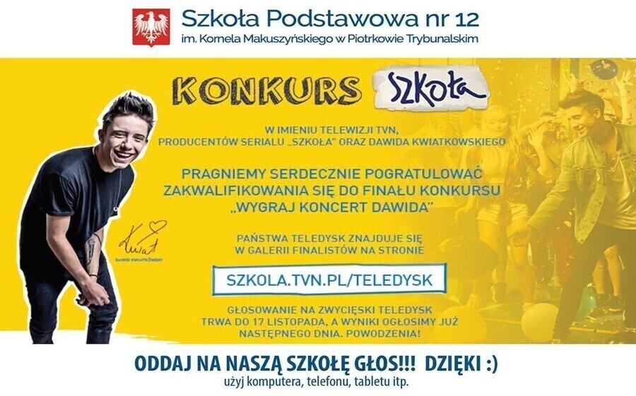 Pomóżmy Szkole Podstawowej nr 12 Głosowanie trwa do 17 listopada