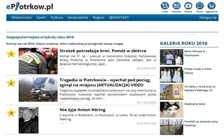 Zdjęcie 1: Najpopularniejsze newsy w 2016 roku