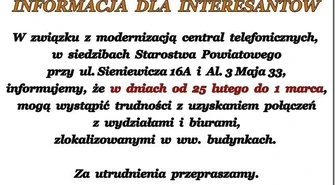 Problemy z telefonami w Starostwie