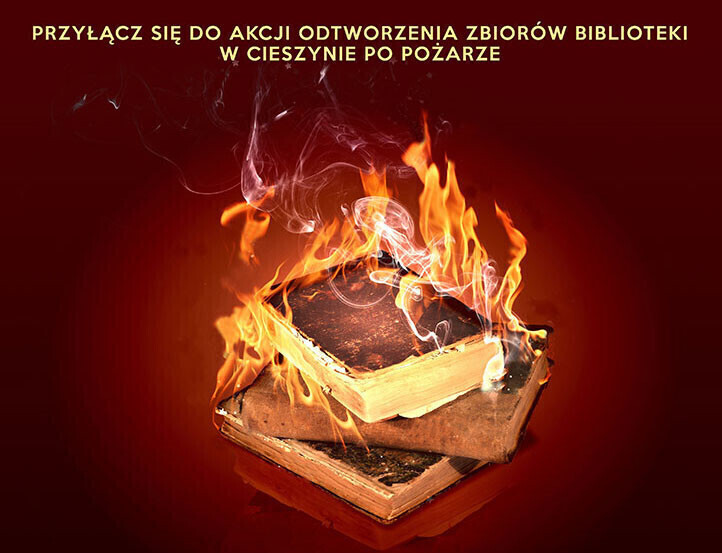 Zbiórka książek po pożarze w bibliotece
