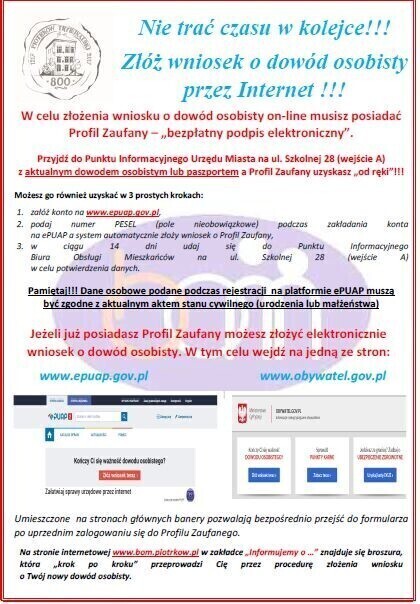 Piotrków. Dowód wyrobisz on-line