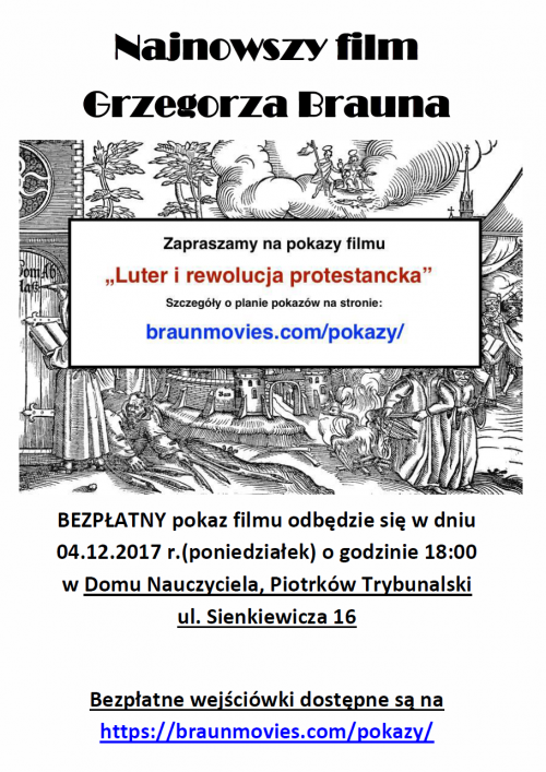 Pokaz filmu Luter i rewolucja protestancka