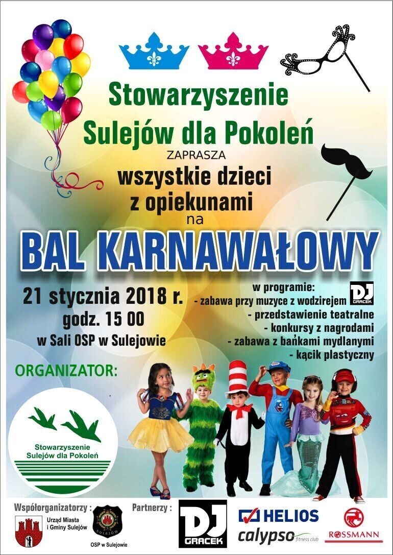 Sulejów dla Pokoleń zaprasza na bal karnawałowy