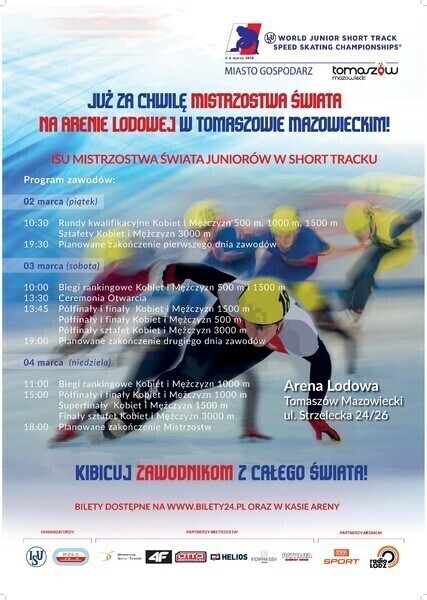 Najlepsi juniorzy na świecie będą się ścigać w tomaszowskiej Arenie Lodowej