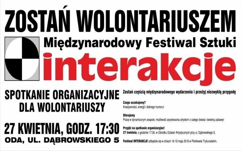 Chcesz być częścią Interakcji W piątek spotkanie wolontariuszy