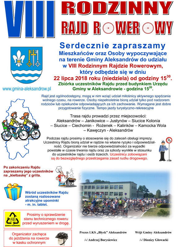 Rodzinny Rajd Rowerowy w Aleksandrowie