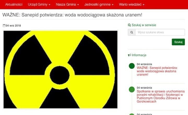 Urząd Gminy w Gorzkowicach dementuje. Woda nie jest skażona