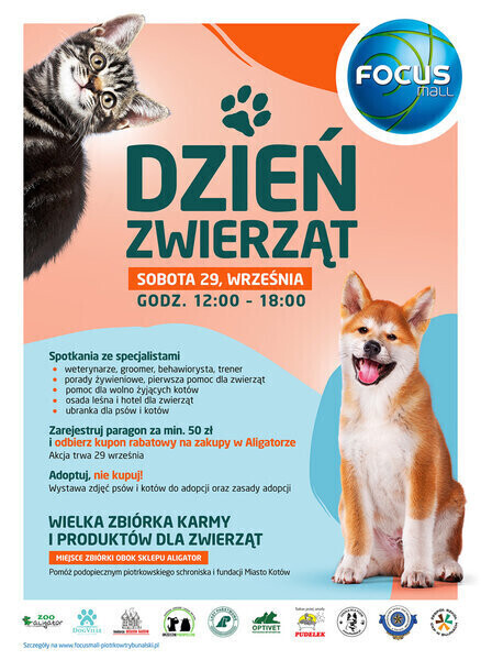 Dzień Zwierzaka w Focus Mall Piotrków Trybunalski. Galeria zaprasza klientów wraz z pupilami