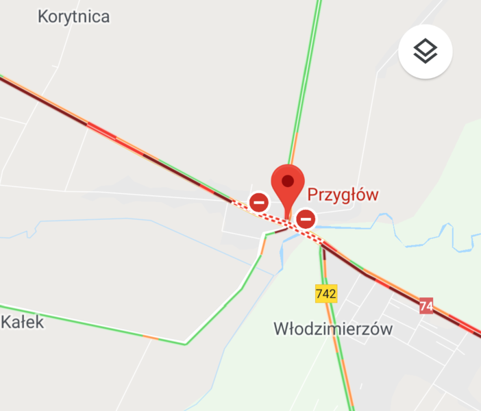 Droga Piotrków-Sulejów zablokowana...znowu Aktualizacja