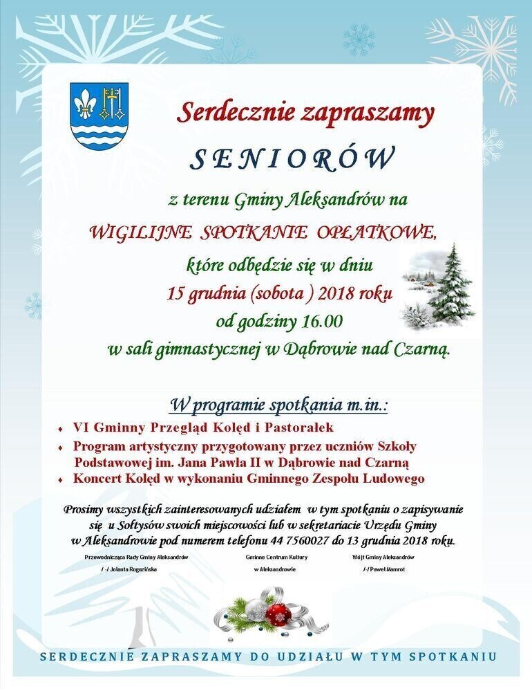 Seniorzy z Aleksandrowa będą świetować