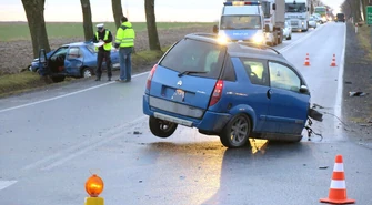 Wypadek na drodze krajowej 91. Jedna osoba trafiła do szpitala 