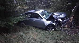 Wypadła z drogi i uderzyła w drzewo