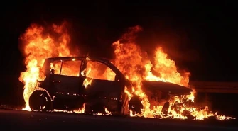 Pożar samochodu na A1 (VIDEO)