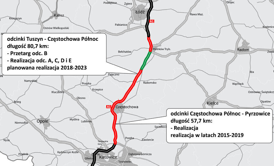 Pięć firm zainteresowanych budową A1 na odcinku Piotrków - Kamieńsk