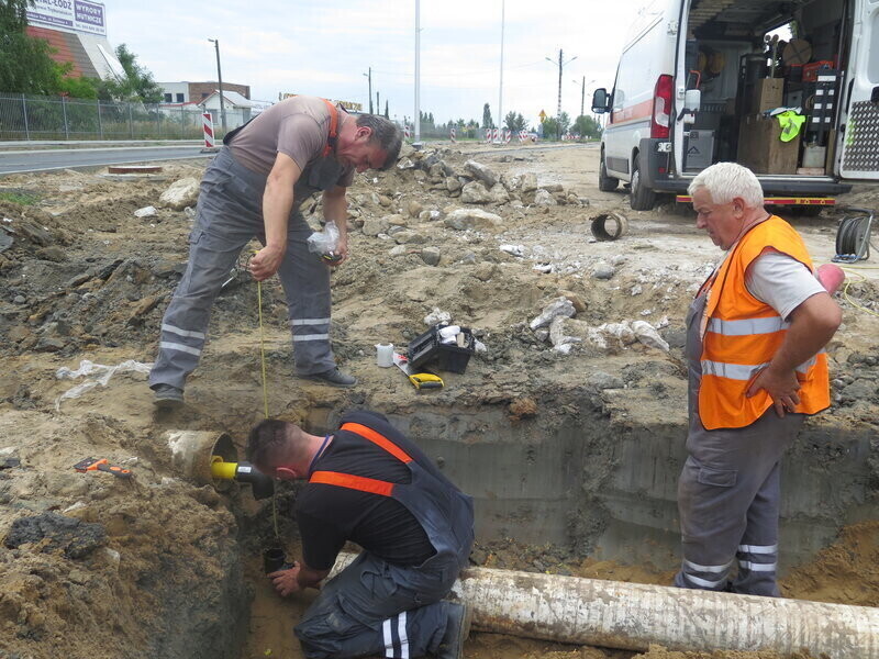 Piotrków Trybunalski wyciek gazu podczas budowy ronda