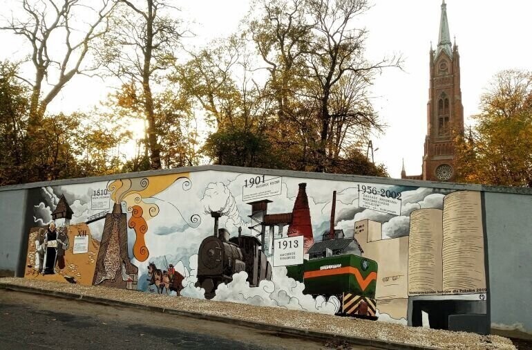 W Sulejowie mają mural poświęcony historii przemysłu wapienniczego