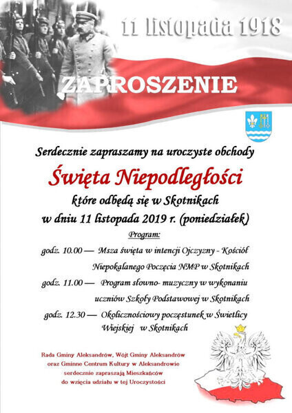 Obchody święta niepodległości w gminie Aleksandrów